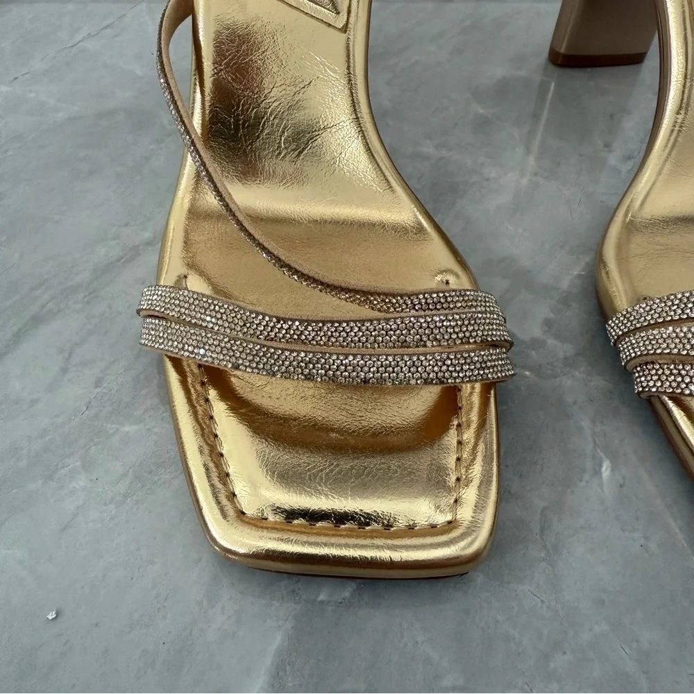 NWOT Women’s Aldo Melena Embellished Rhinestone Ankle Strap Shimmer Heels Size 9 - Picture 3 of 16